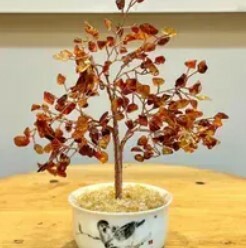 [S] GEMZ & CO HLCT LOVEY DOVEY SPARROW MINI TEACUP TREE, RED AGATE/HIGH END CITRINE, W104 (W104)