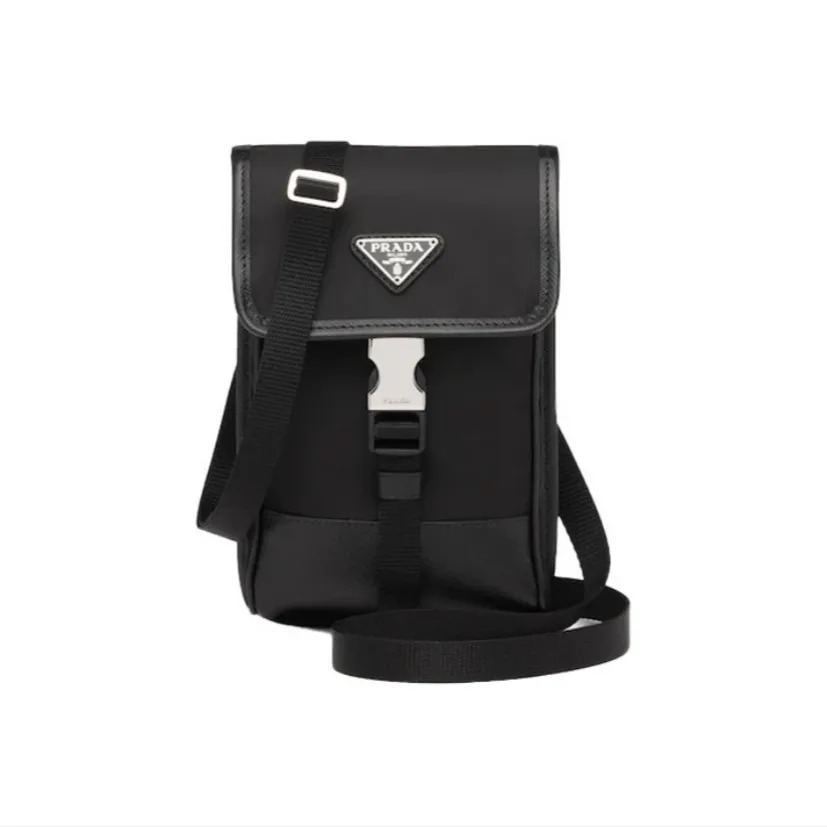 PRADA Saffiano 皮革 尼龍 手機袋 配肩帶