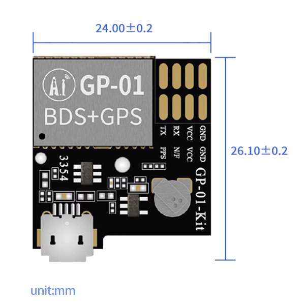 GP-01-Kit,GPS/BDS 衛星定位開發板,尺寸規格