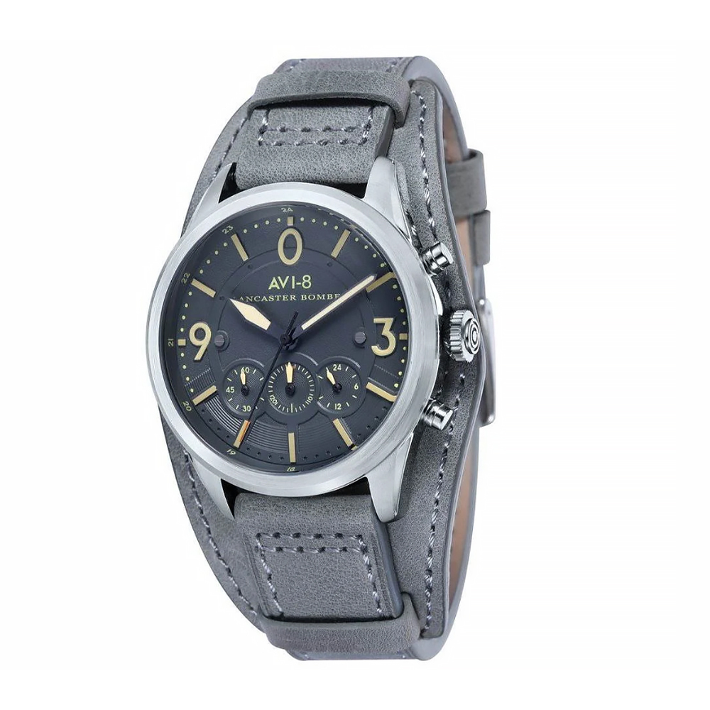 【AVI-8】Lancaster Bomber 軍用戰機系列 AV-4024-09  運動 三眼 日期 夜光 紳士 皮革 男錶 手錶-