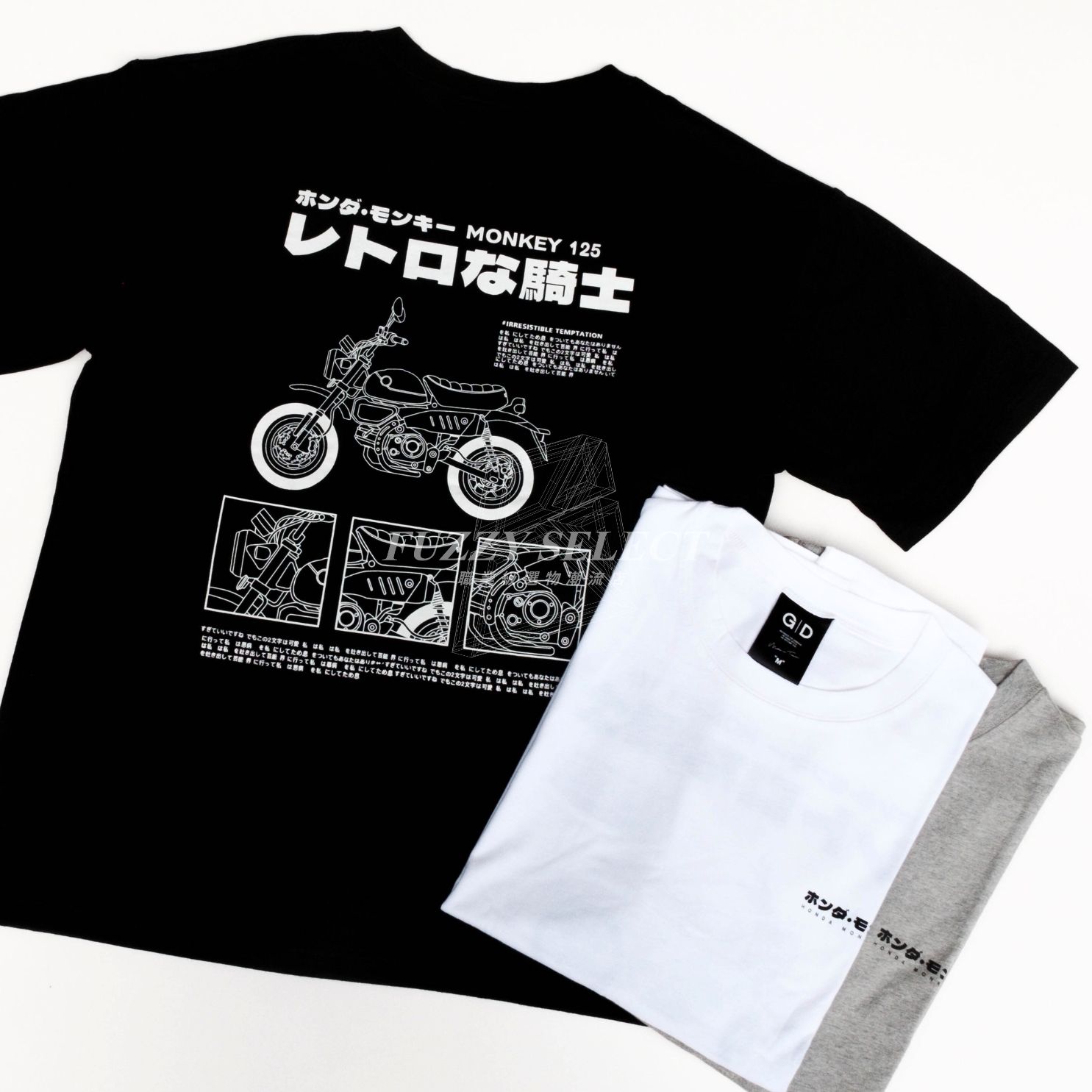 【逢甲 FUZZY】機車 125 Tee 潮流 日常 日式 圖案 Logo 摩托車 短T 短Tee 黑 白 麻灰
