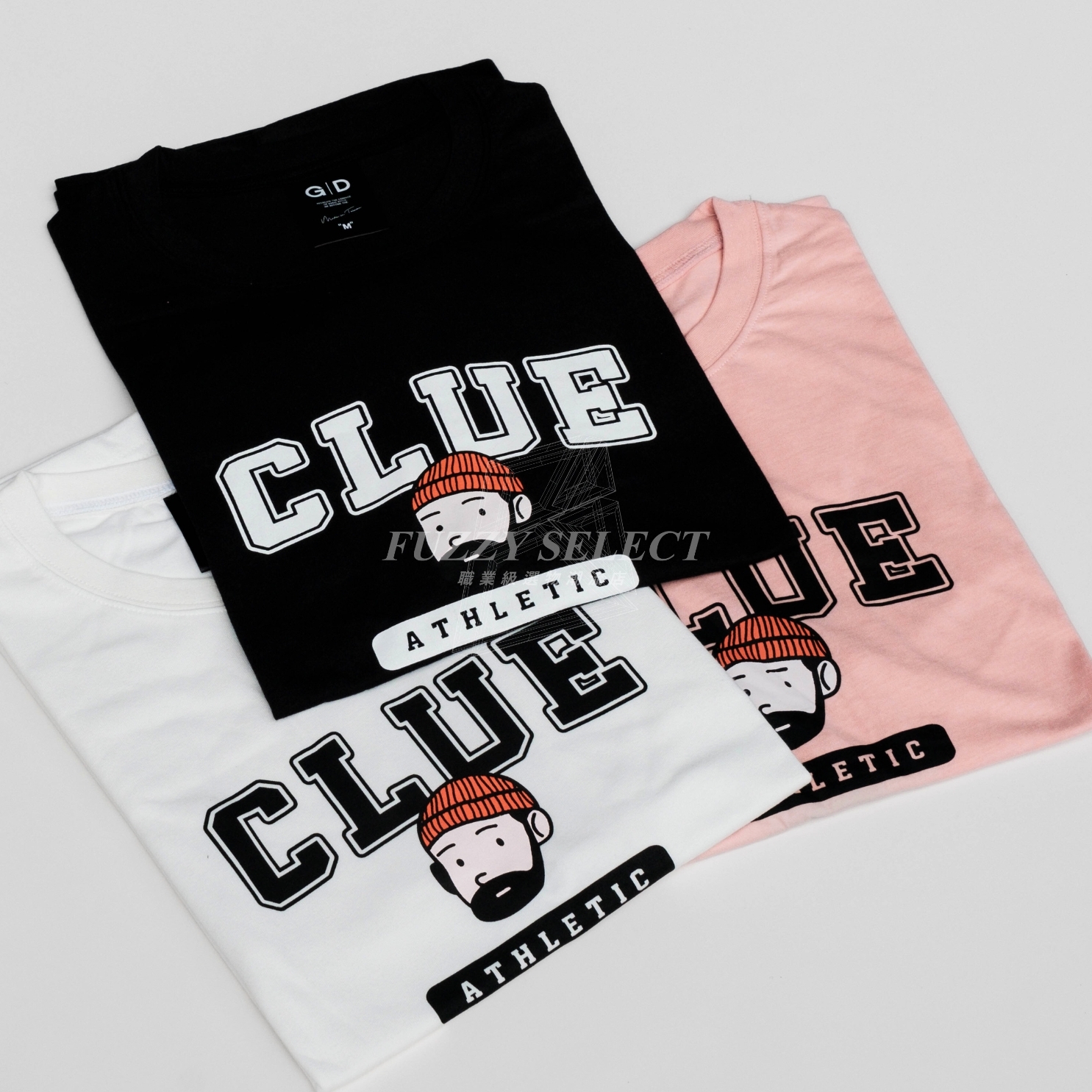 【逢甲 FUZZY】Clue Tee 潮流 日常 日式 圖案 Logo 鬍子哥 毛帽哥 短T 短Tee 黑 白 珊瑚粉