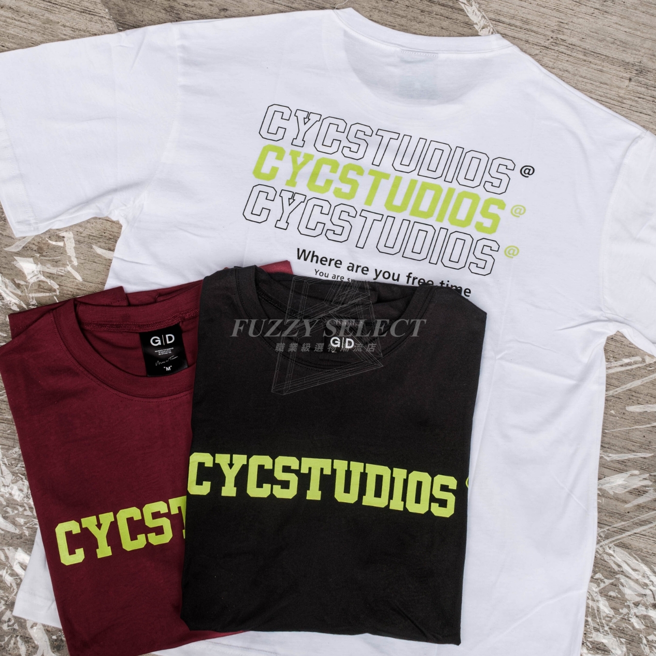 【逢甲 FUZZY】Cycstudios Tee 潮流 日常 美式 圖案 字母 Logo 短T 短Tee 黑 白 酒紅