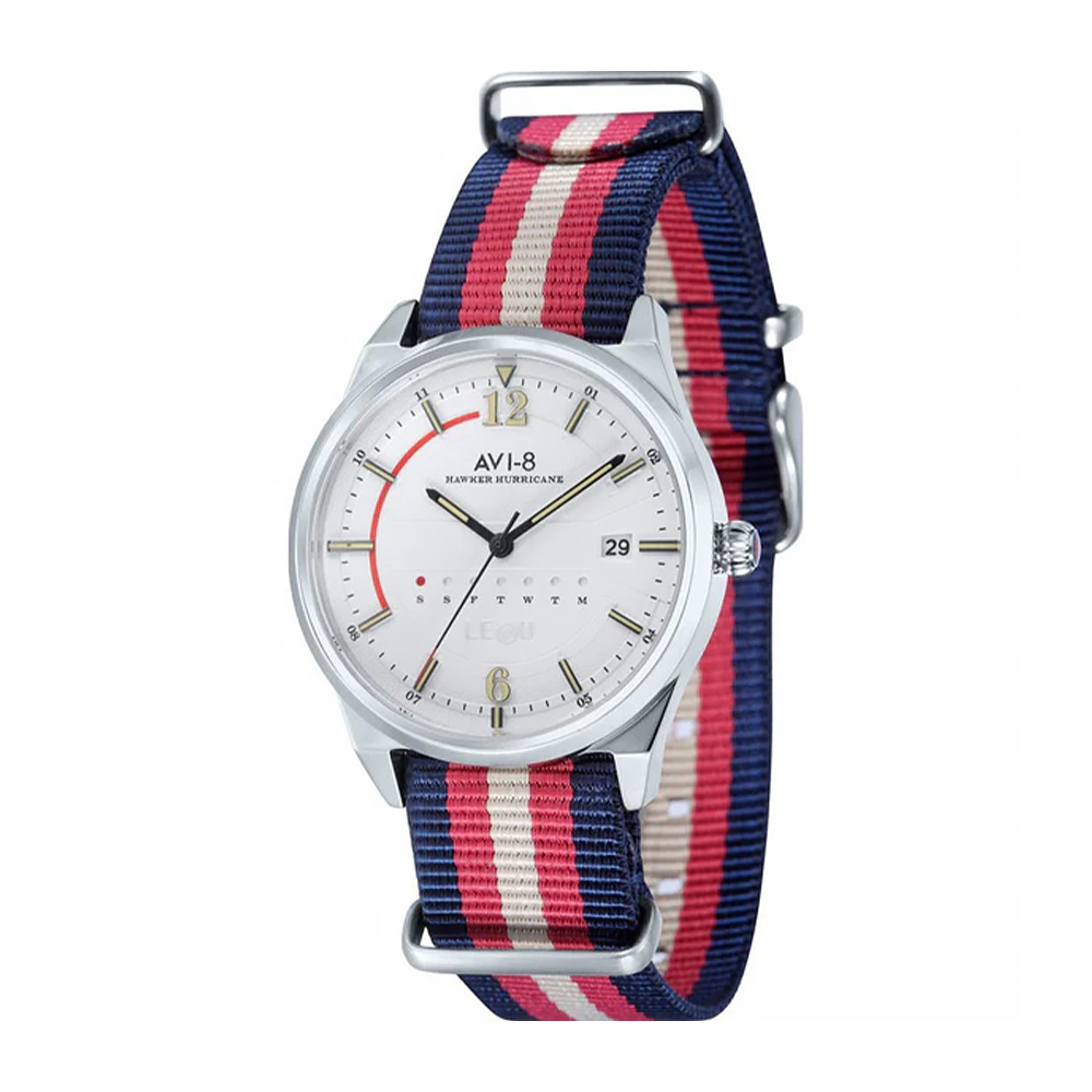 【AVI-8】Hawker Hurricane 軍用戰機系列 AV-4044-01  彩帶 儀表造型 運動 星期 夜光 尼龍 男錶 手錶-