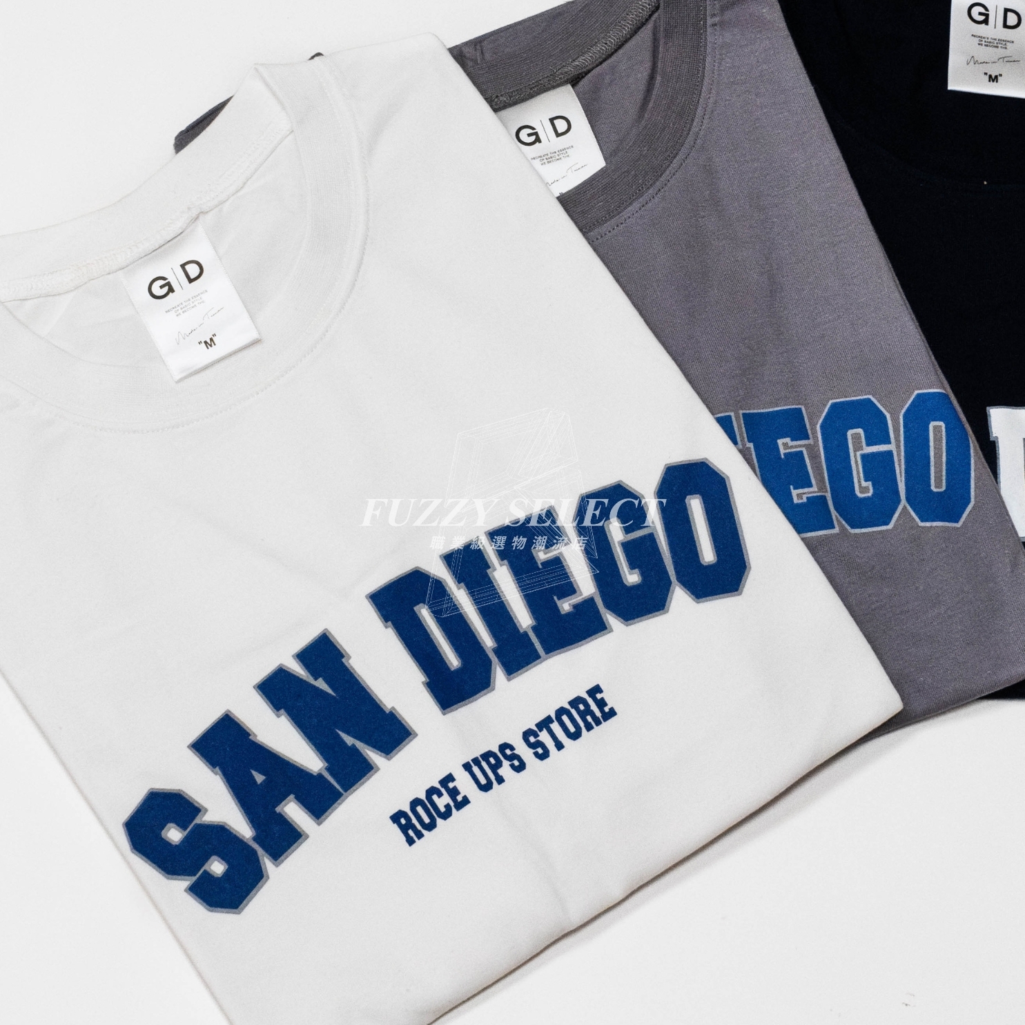【逢甲FUZZY】Sandiego Tee 潮流 日常 美式 圖案 Logo 聖地牙哥 短T 短Tee 白 水泥灰 深藍
