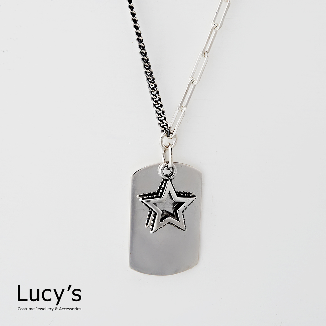 925純銀 星影吊牌 硫化項鍊 (117721)