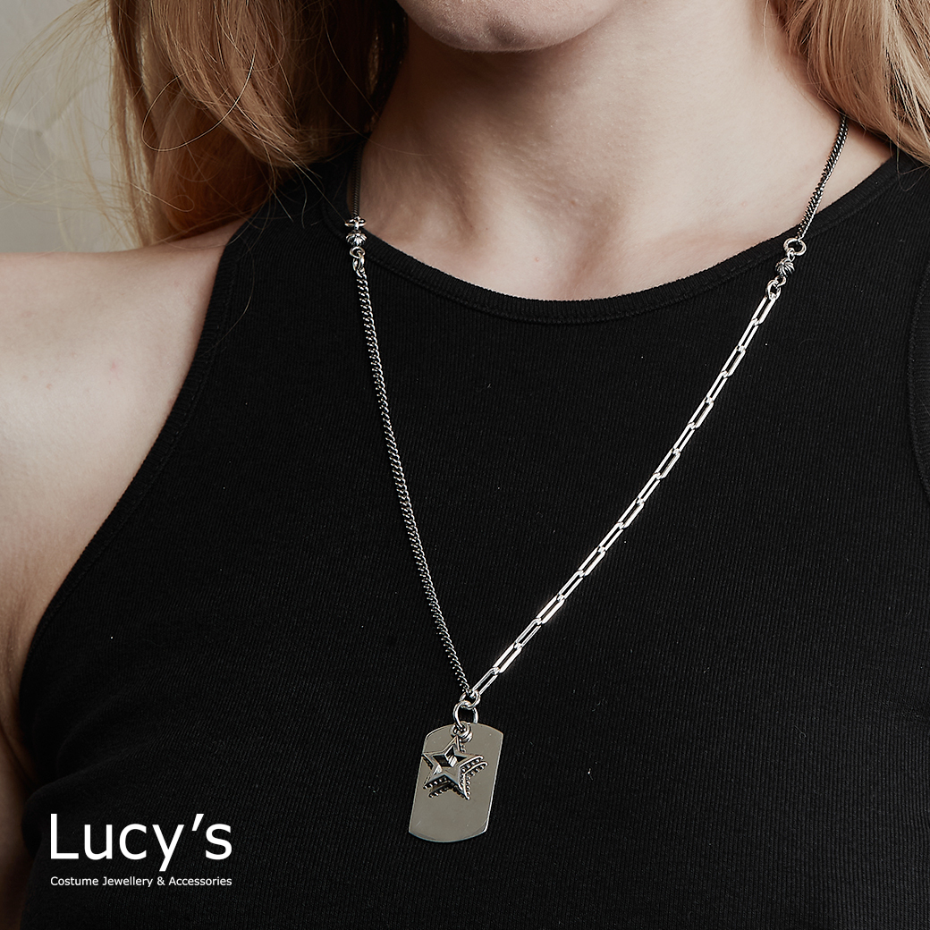 925純銀 星影吊牌 硫化項鍊 (117721)