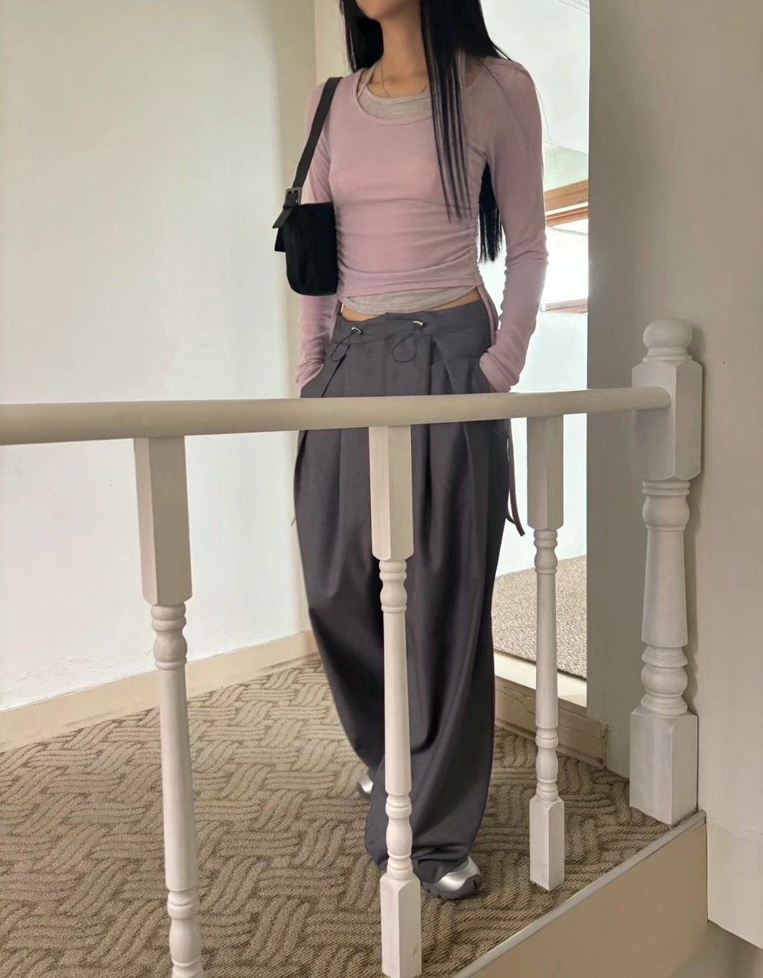 《現貨》42 假兩件tee紫色