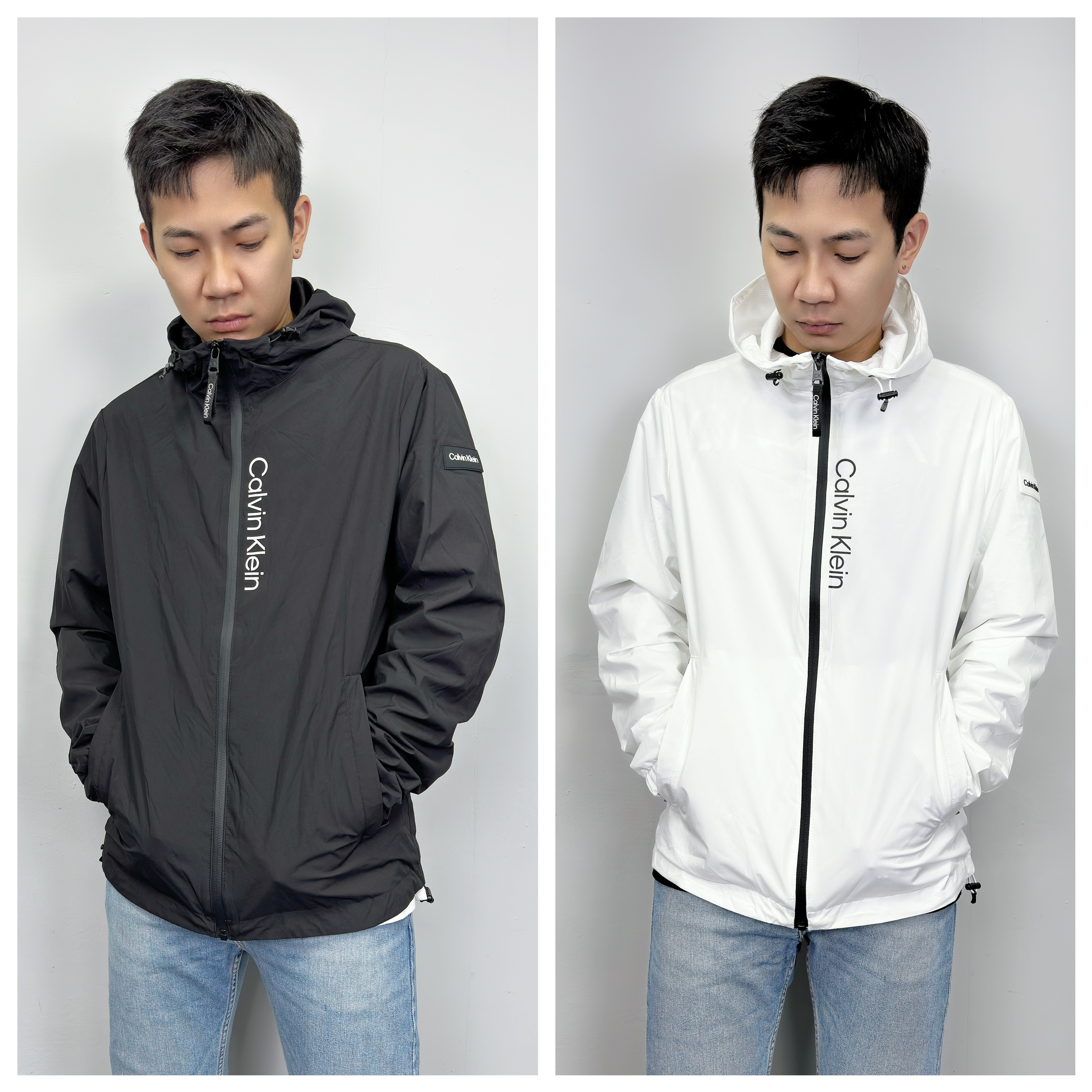 Calvin Klein CK 側邊直排字母 防風外套 連帽外套