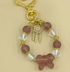 [S] GEMZ & CO ZBB STRAWBERRY QUARTZ RIBBON BAG CHARM, V95 (V95)