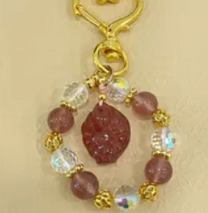 [S] GEMZ & CO ZBB STRAWBERRY QUARTZ NINE TAILED FOX BAG CHARM, V96 (V96)