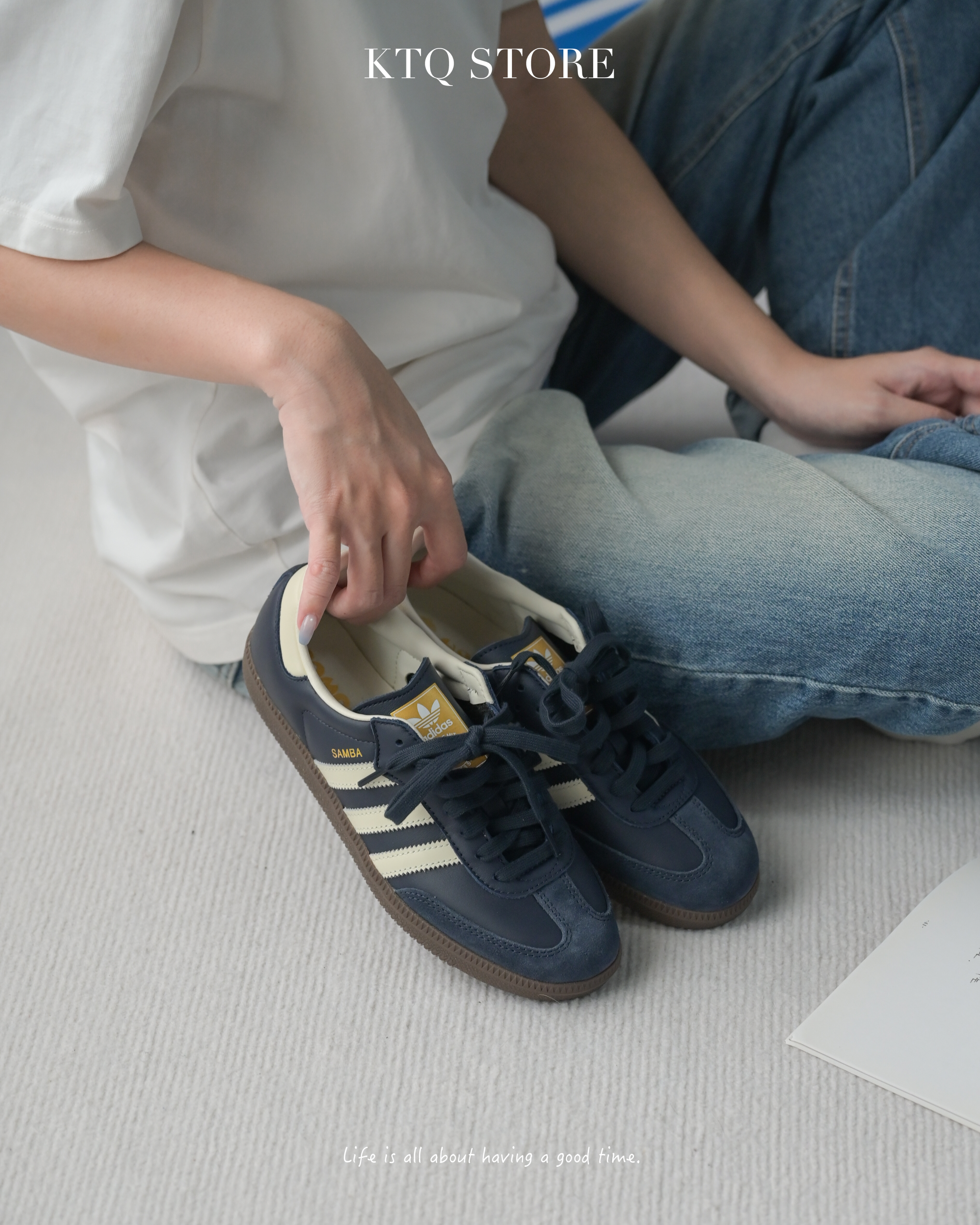 KTQ STORE ‧ ADIDAS ORIGINAL SAMBA OG 藏青 午夜藍 奶油色 ID2056
