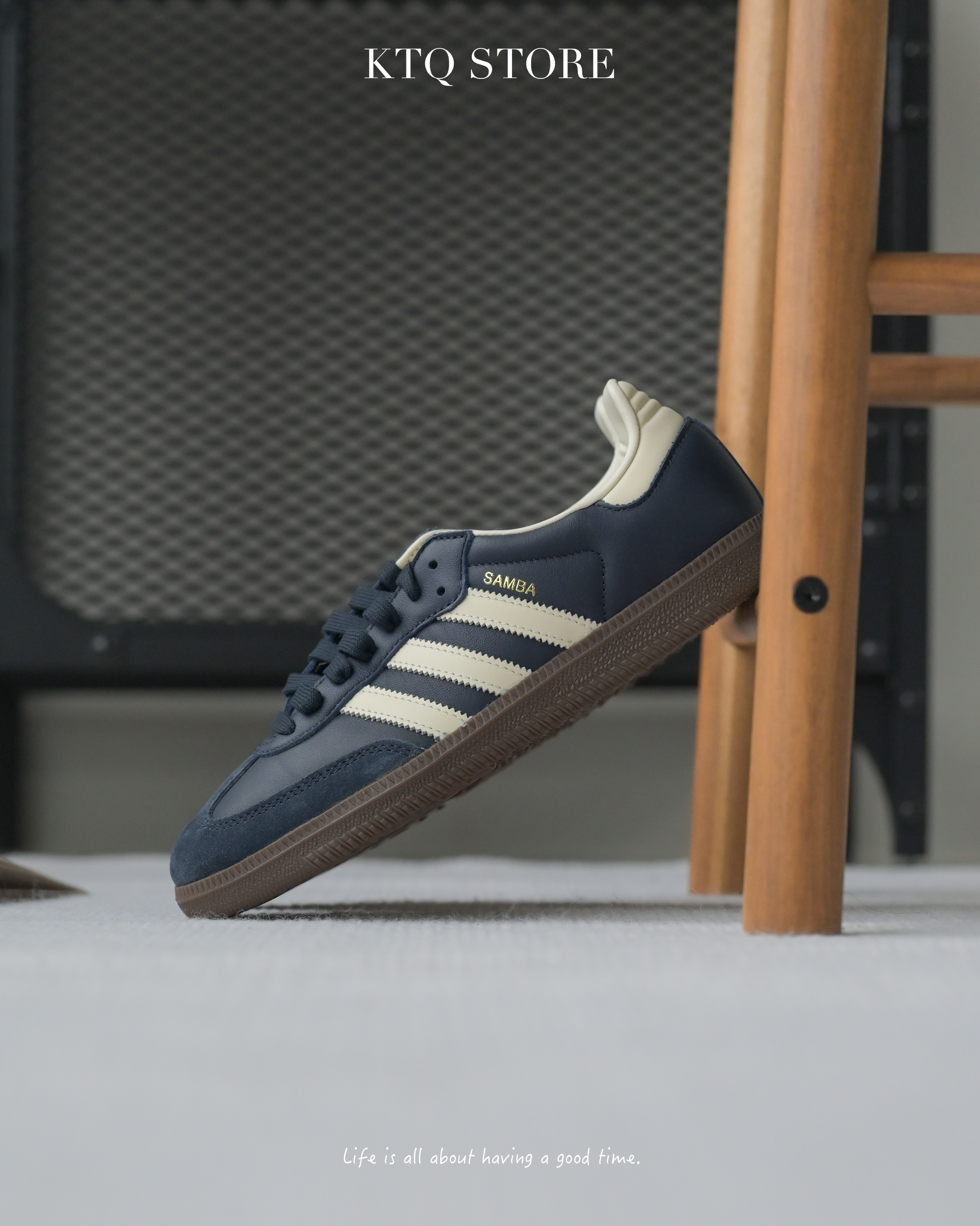 KTQ STORE ‧ ADIDAS ORIGINAL SAMBA OG 藏青 午夜藍 奶油色 ID2056