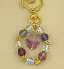 [S] GEMZ & CO ZBB RANDOM FLUORITE PLAIN NINE TAILED FOX BAG CHARM, V98 (V98)