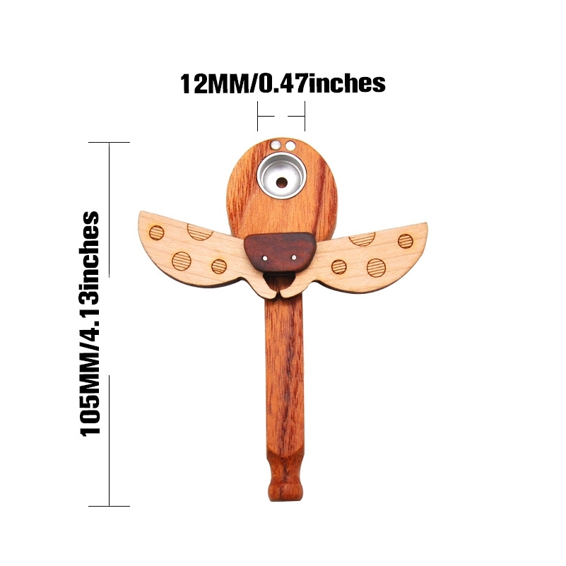 【飛航模式】迷你可愛瓢蟲造型、單槽附蓋直式、木製旋轉煙斗 #Wood Pipe