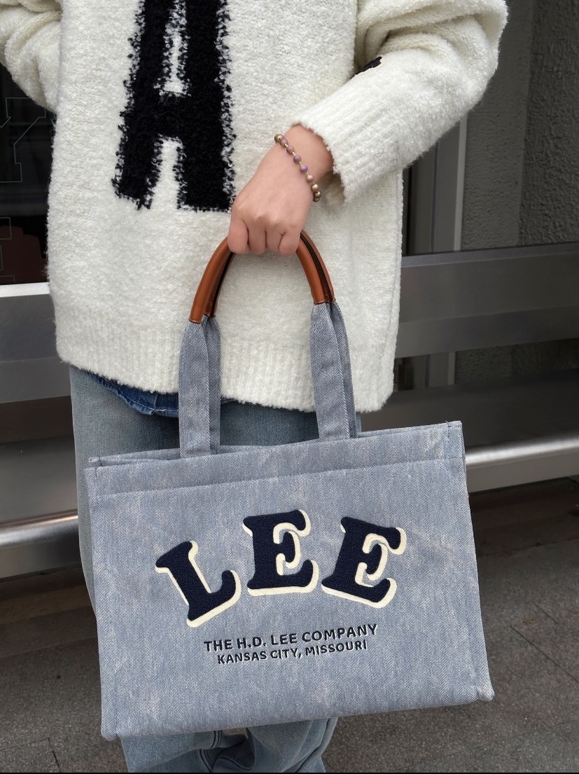 LEE 牛仔 TOTE系列 超大容量 做舊水洗 學院風 托特包 單肩包 LE230005M-602