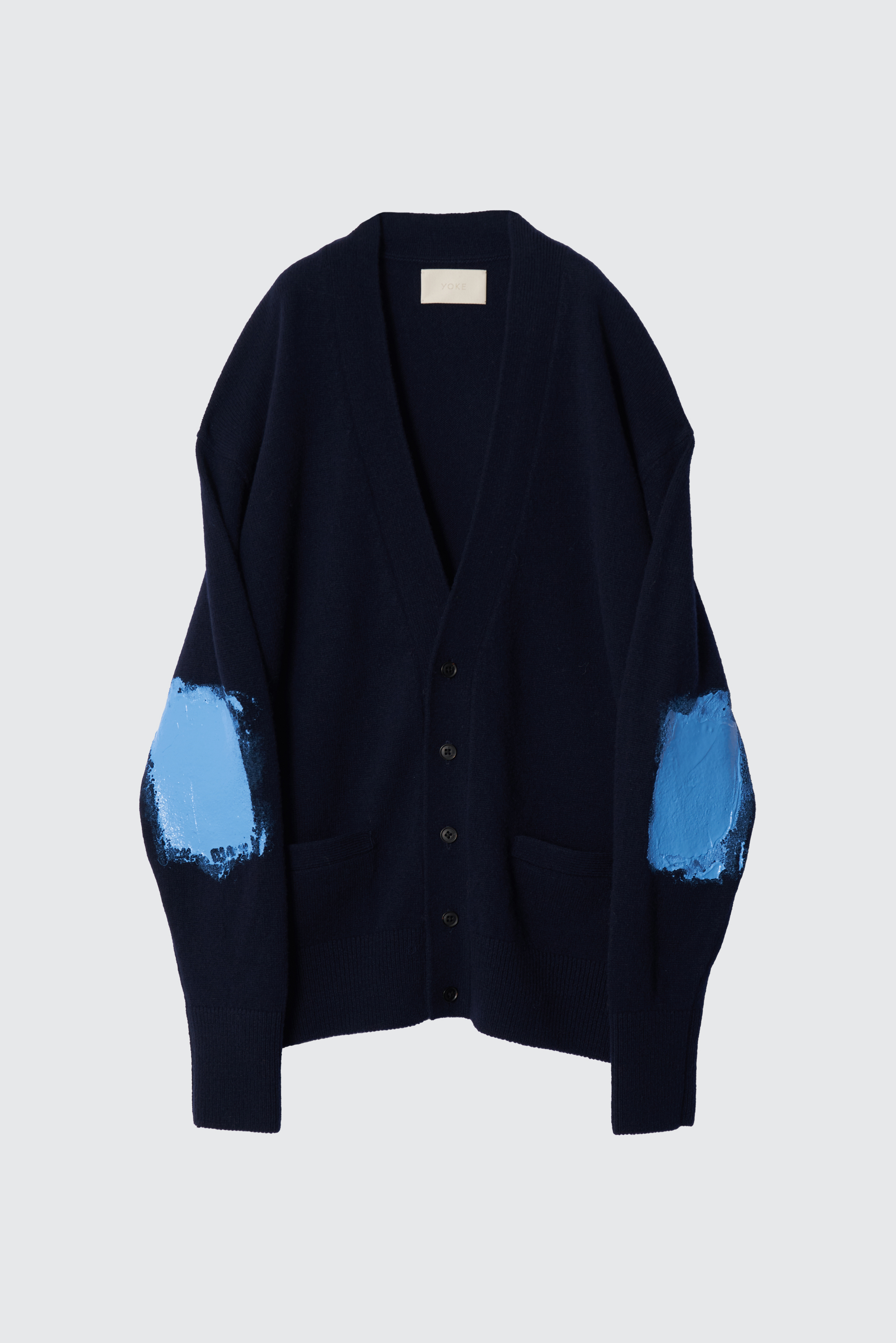 YOKE PAINTED ELBOW PATCH CARDIGAN (2COL)