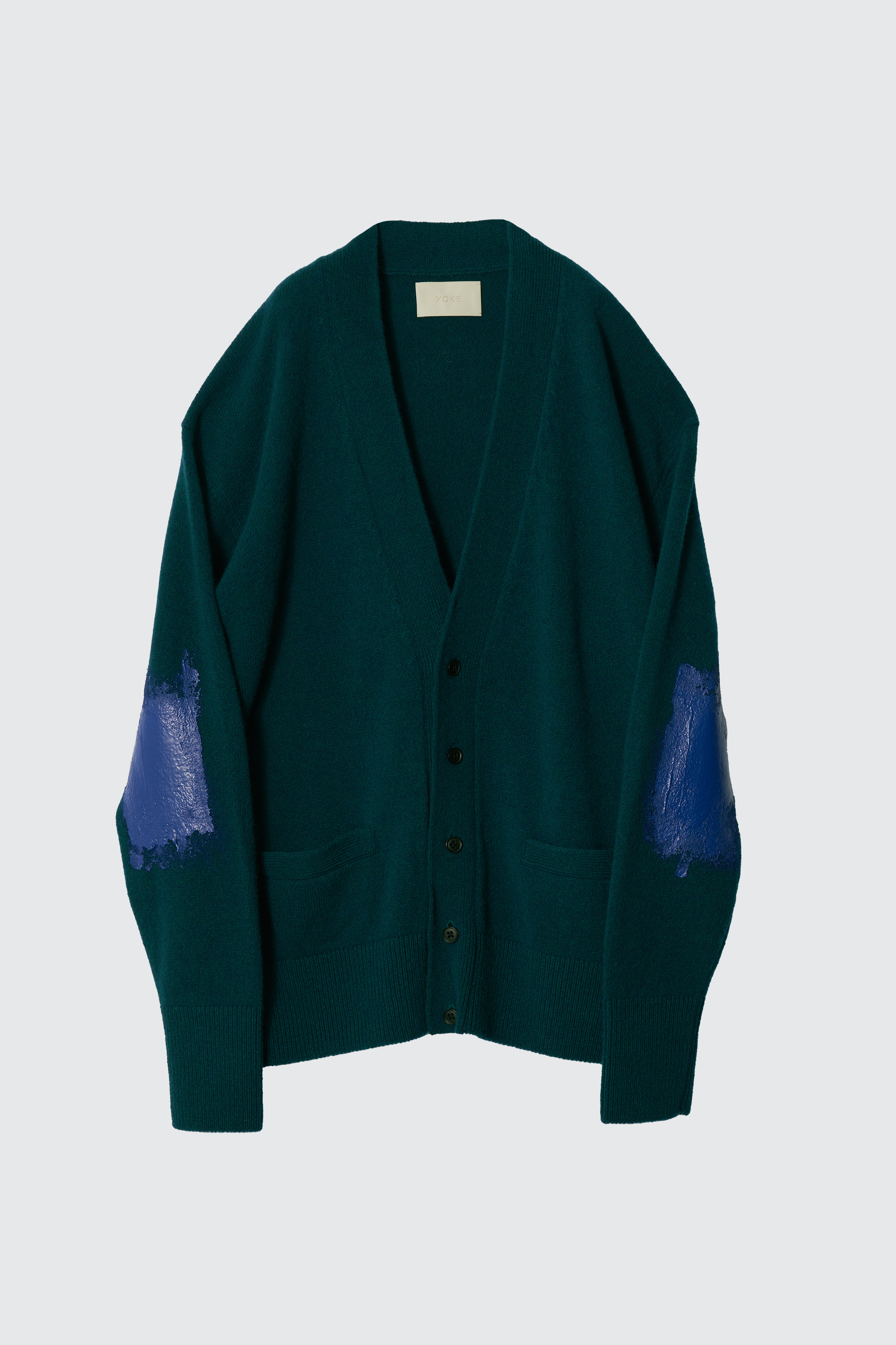 トップス yoke 24aw Painted Elbow Patch Cardigan YOKE - ヨーク24FW PAINTED ELBOW PATCH CARDIGAN(YK24FW0821S