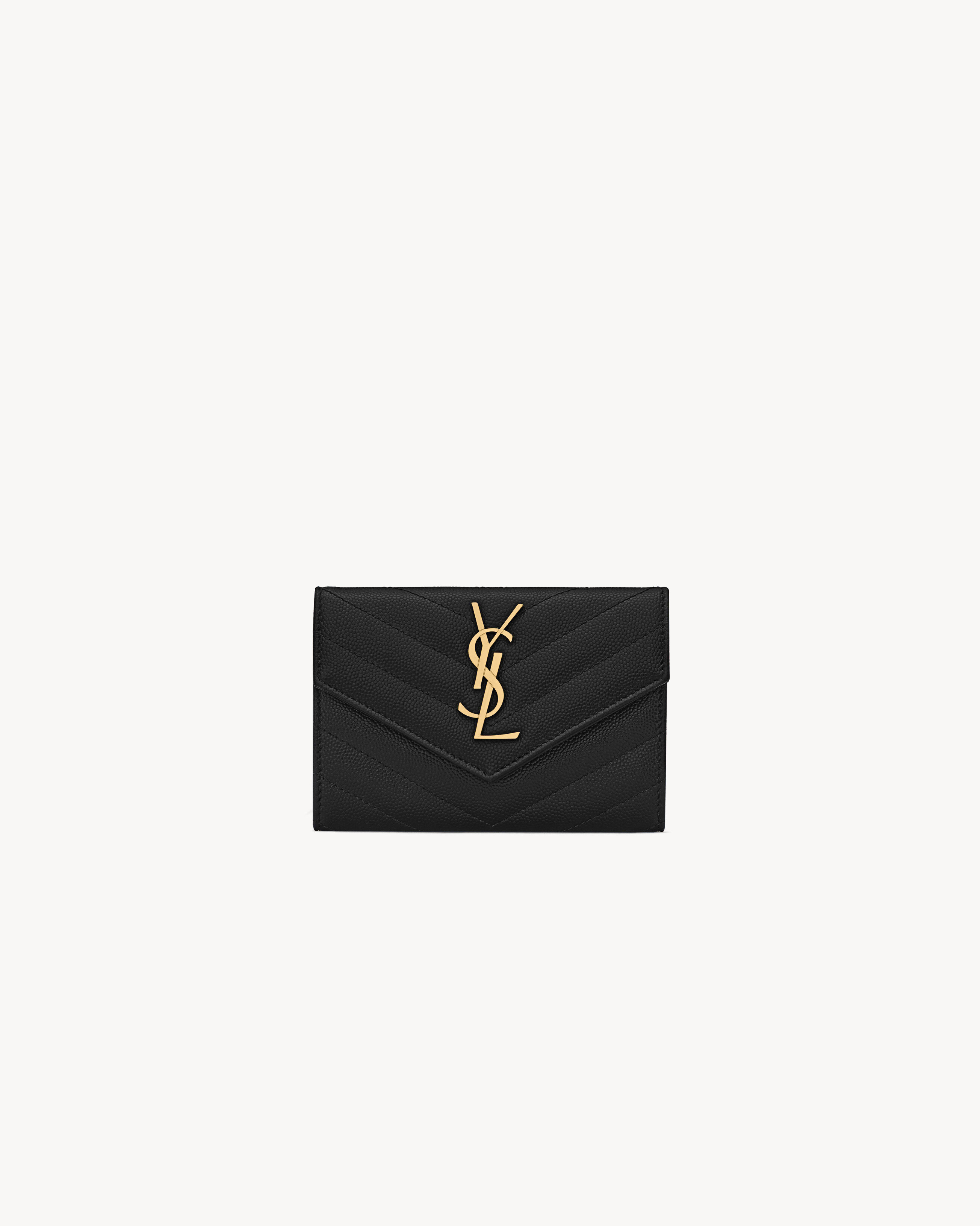 現貨｜SAINT LAURENT MONOGRAM SMALL ENVELOPE WALLET IN GRAIN DE POUDRE EMBOSSED LEATHER