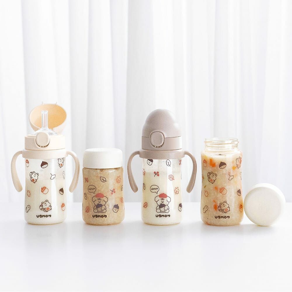 UBMOM PPSU特別版吸管杯 (秋楓賞栗) -標配彈蓋帶重力球及直飲管