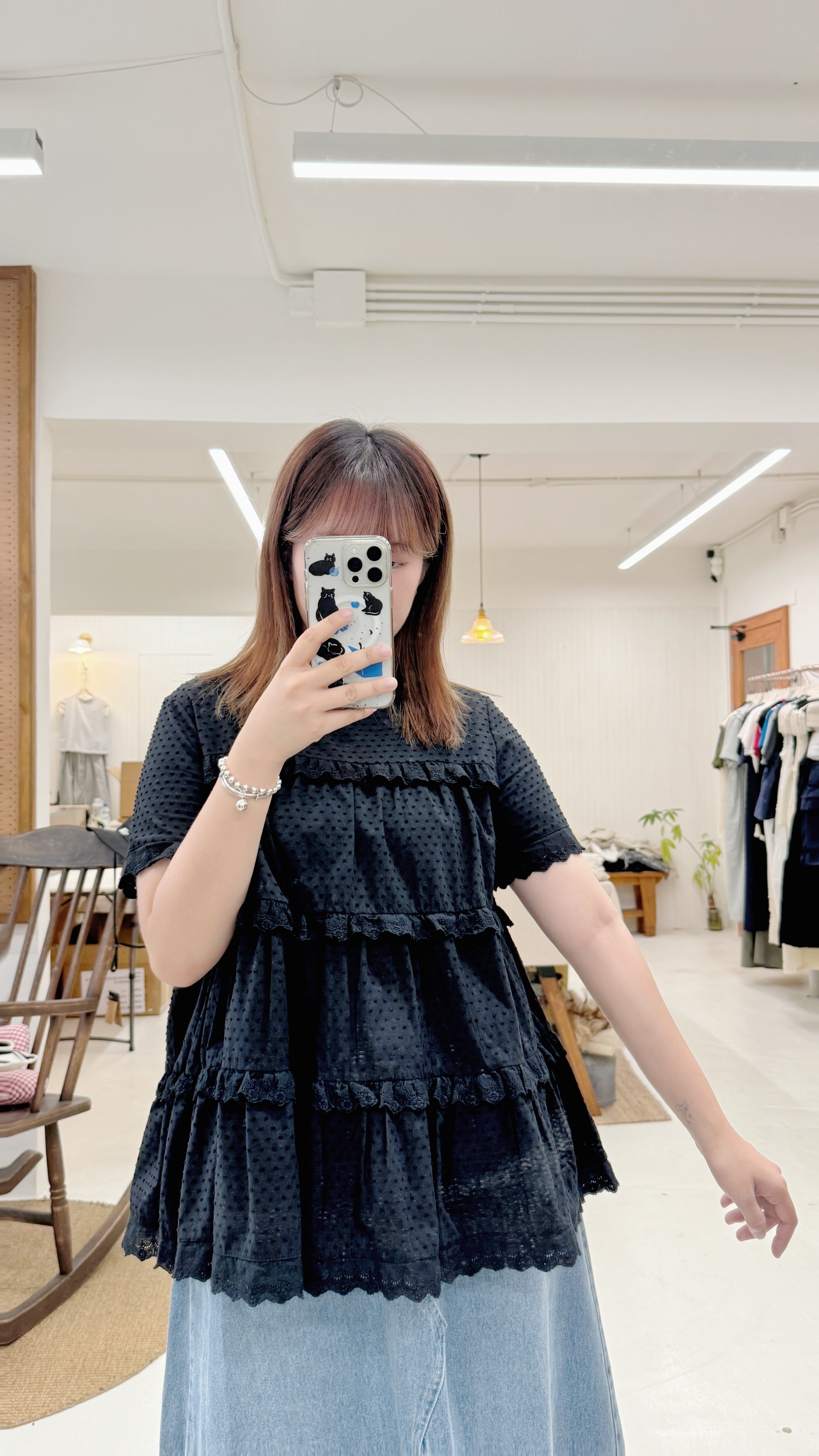 粒粒三層花邊領上衣