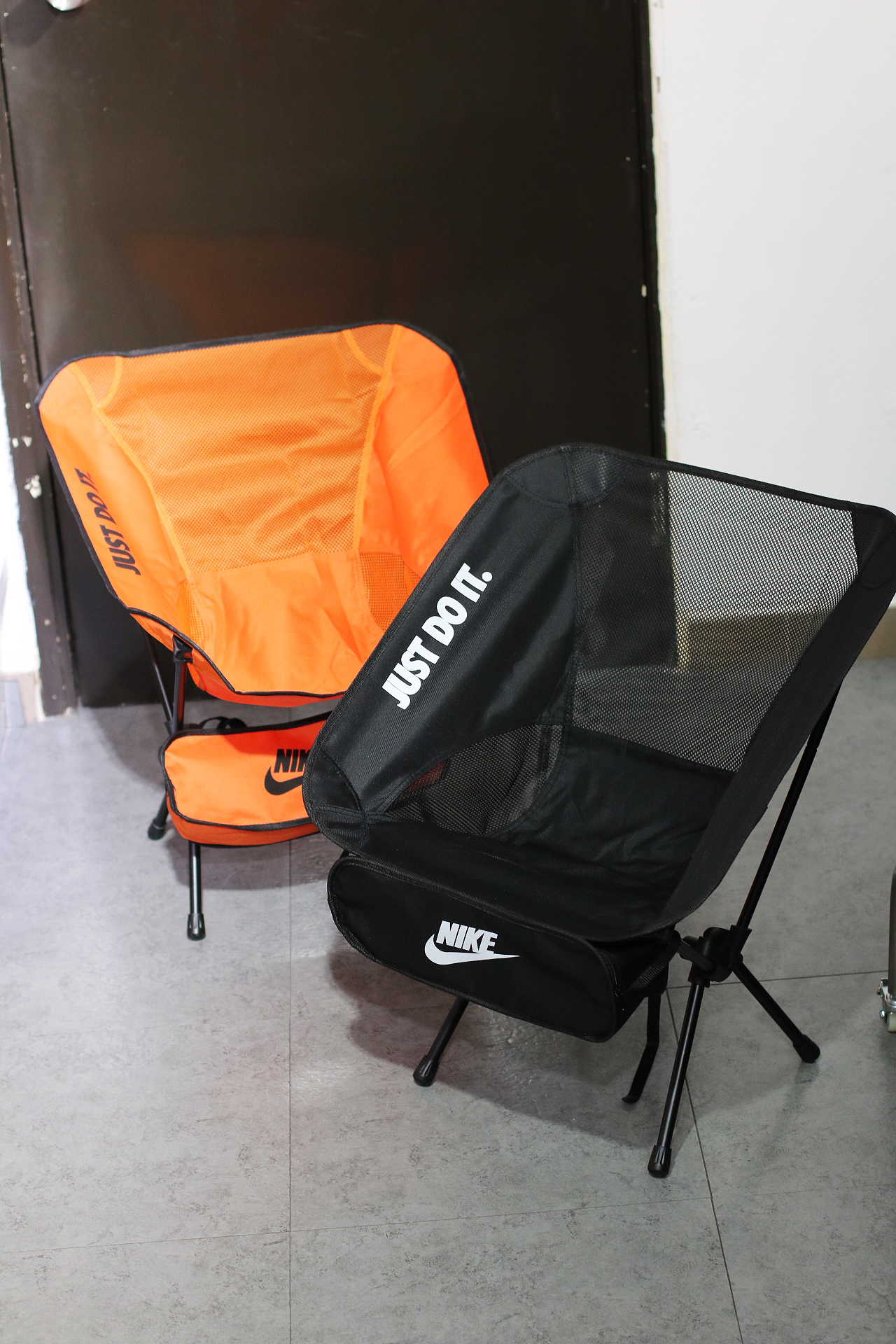 NIKE JUST DO IT 露營椅 可收納 導演椅 戶外用椅 折疊椅 黑色 橘色 兩色