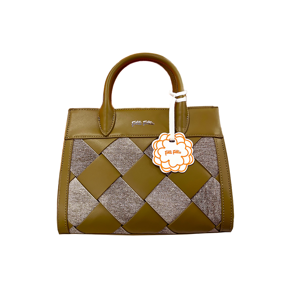 (預購)【Folli Follie 芙麗芙麗】SB23FLP002GR 綠拚灰棋盤格紋 歐風 2way 兩用 手提包 肩背包 拉鍊包 暗格 防塵袋 提袋