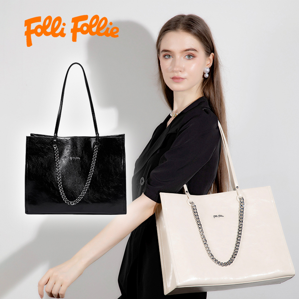 【Folli Follie 芙麗芙麗】8085 牛皮 托特包 包包 單肩 大包 肩背包 側背 手提包 大容量