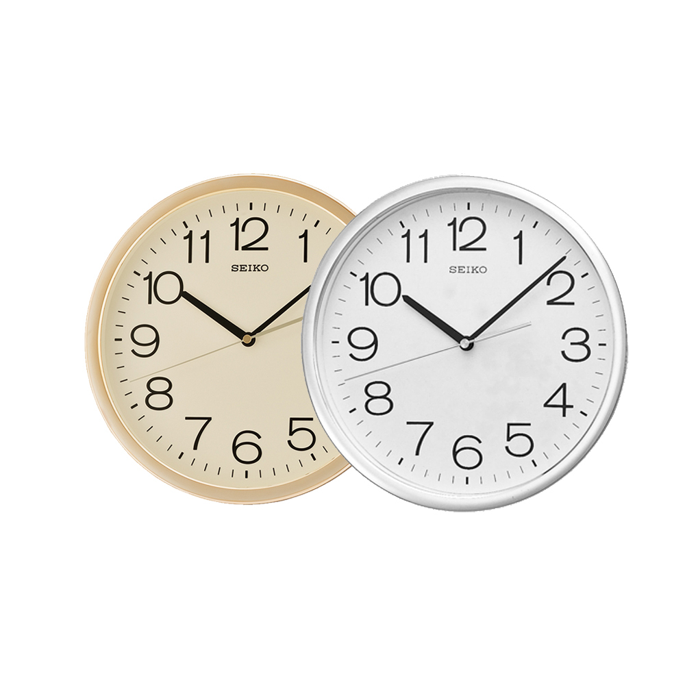 【SEIKO 日本精工】QHA014A QXA014S 簡約 經典 時尚 標準型 電鍍外框 大數字 辦公室 掛鐘