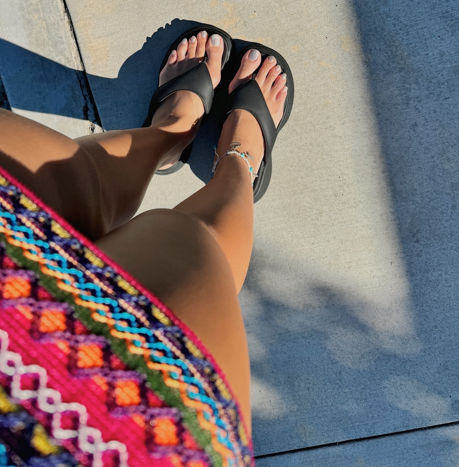 皮質厚底夾腳拖涼鞋