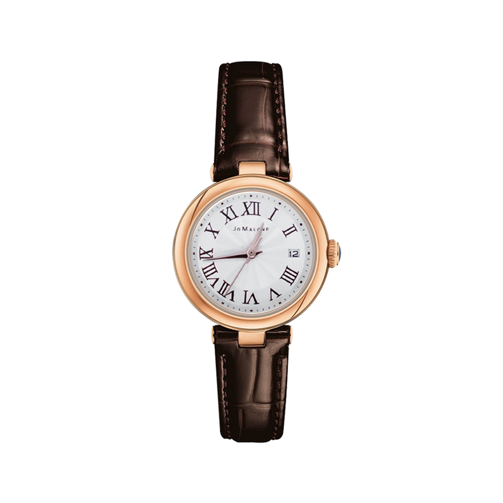 【JO MALONE 祖馬龍】 簡約 日本機芯 日期顯示 皮革 玫咖 手錶 女錶