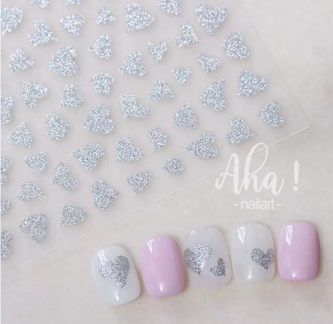 Popular manicure glitter silver stickers (042-06 silver glitter love)