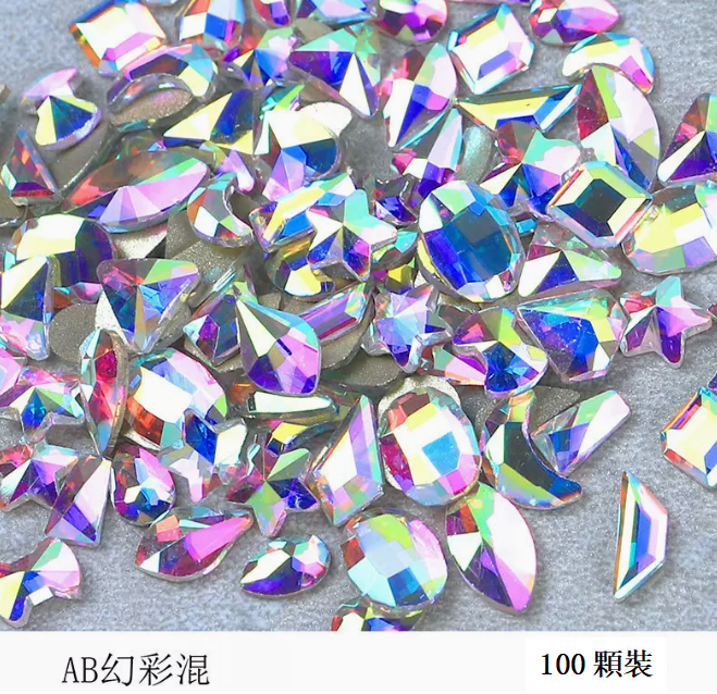 Popular nail art jewelry AB fantasy shaped diamonds (100 pieces mixed)