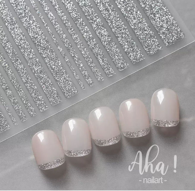 Popular manicure glitter silver stickers (060-05 silver glitter lines)