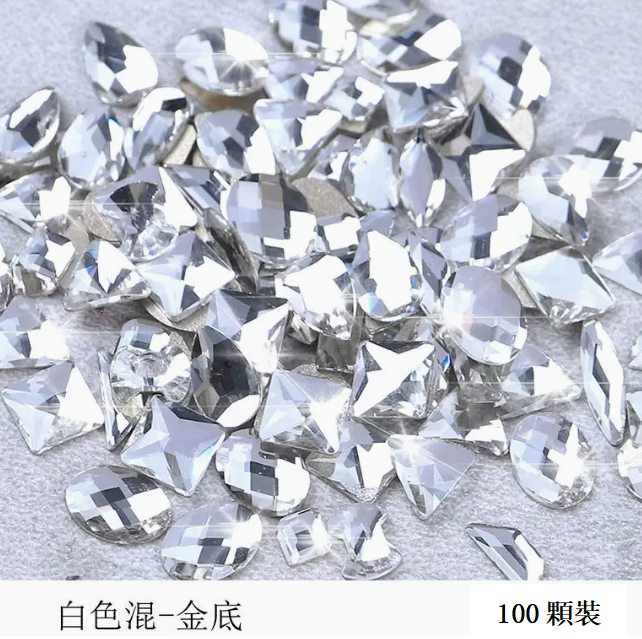 Popular nail art jewelry white special-shaped diamonds (100 pieces mixed)