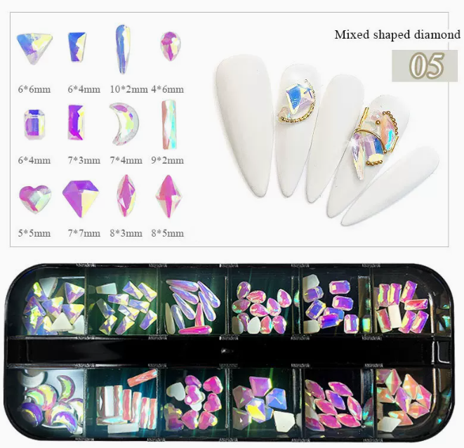 Hot Recommended Nail Art Accessories Flat Shaped Diamond 05 (12-square long box)