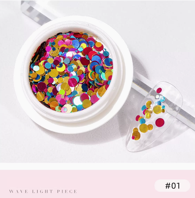 Popular nail art round sequins colorful polka dots 01# (mixed small bottles and sizes)