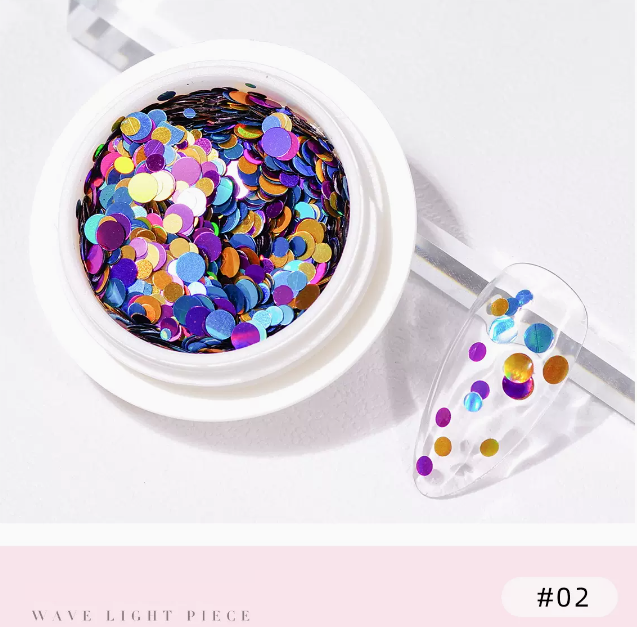 Popular manicure round sequins colorful polka dots 02# (mixed small bottles and sizes)
