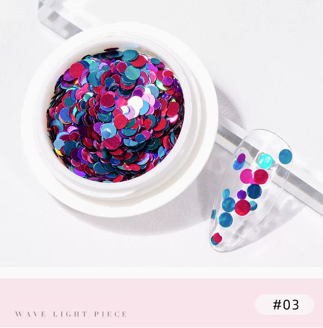 Popular nail art round sequins colorful polka dots 03# (mixed small bottles and sizes)