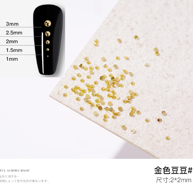 Hot Recommended Nail Art Jewelry Semi-circular Rivet Jewelry (Golden Peas 2.0mm)