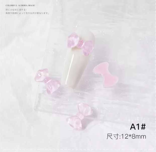 Hotly recommended nail art accessories semi-transparent bow A1 (pack of 5)