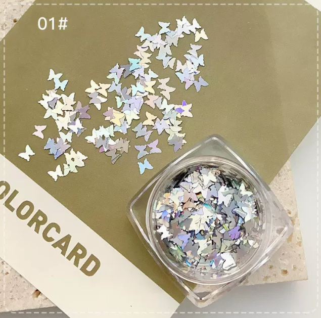 Popular Nail Art Laser Butterfly Sequins 01# (Small Bottle)
