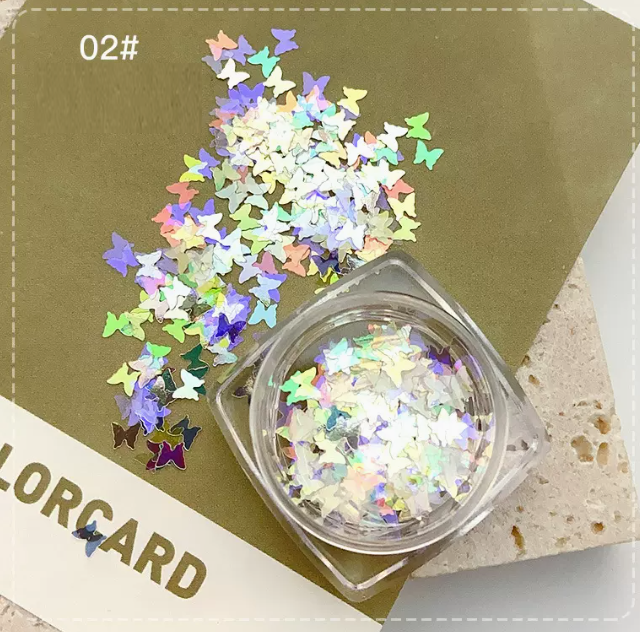 Popular Nail Art Laser Butterfly Sequins 02# (Small Bottle)