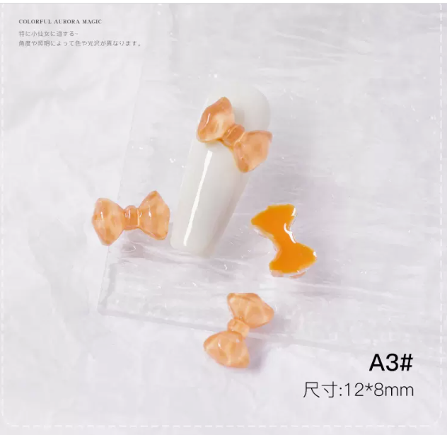 Hotly recommended nail art accessories semi-transparent bow A3 (pack of 5)