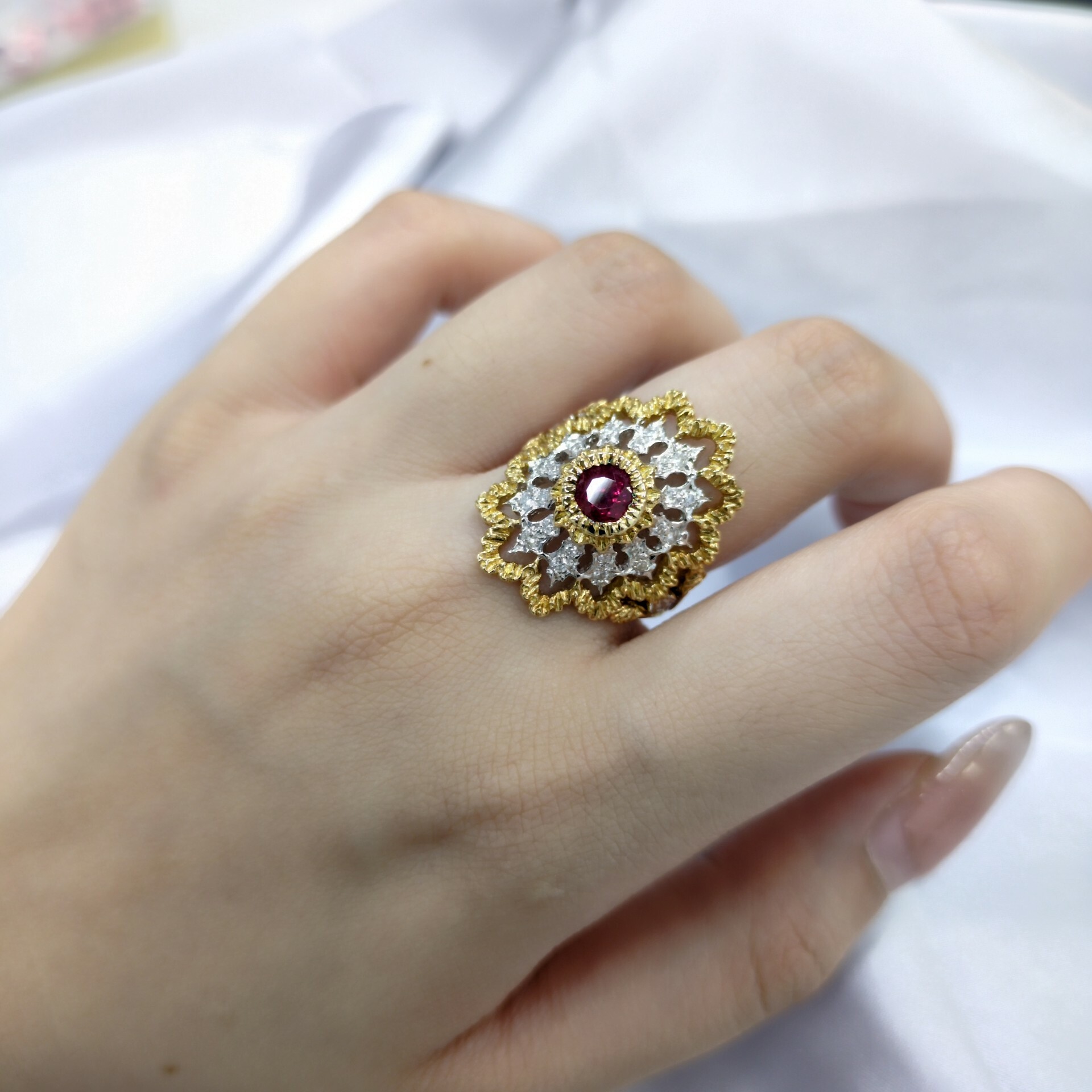 18K Gold 0.75ct Ruby and Diamond Ring