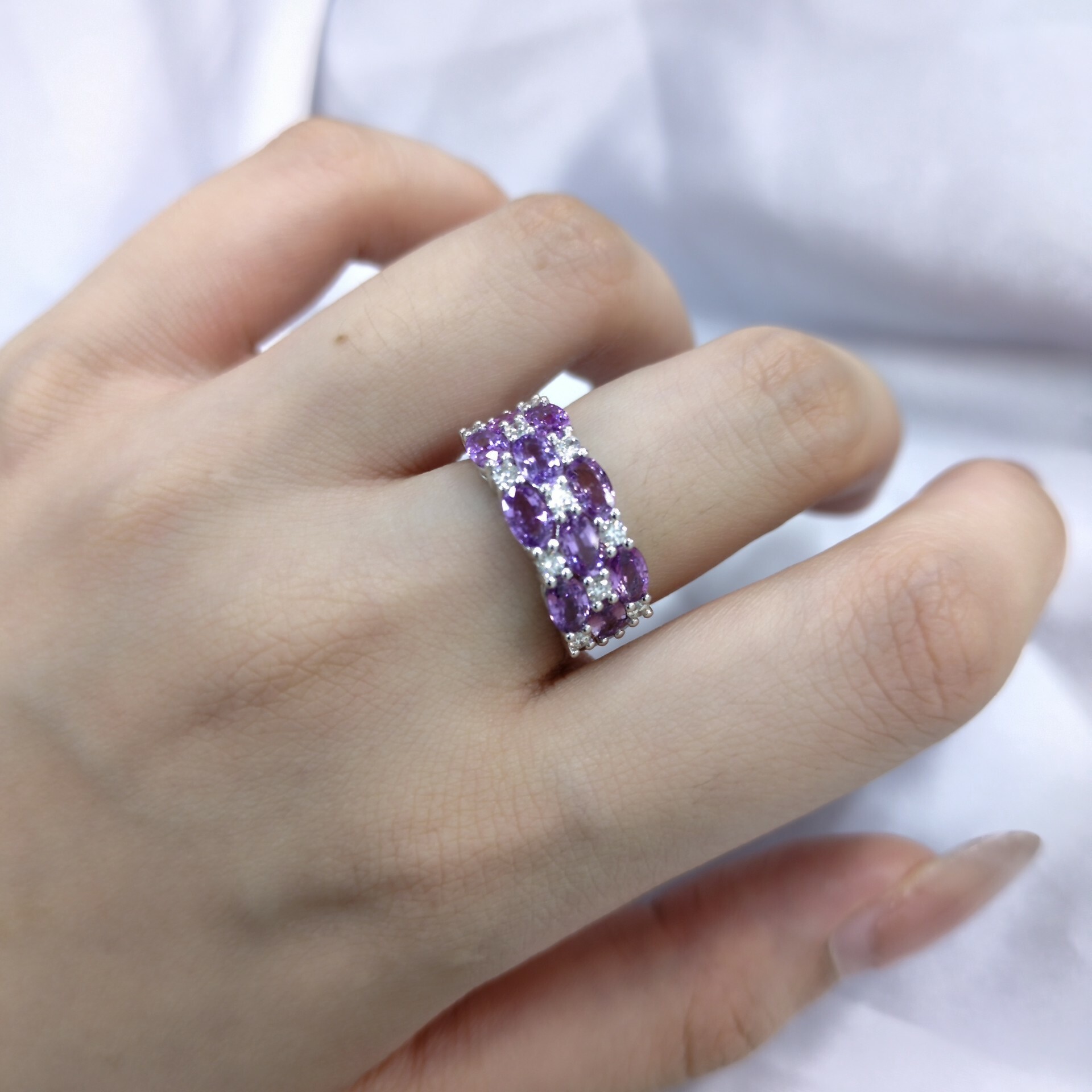 18K White Gold 2.68ct Sapphire and Diamond Ring