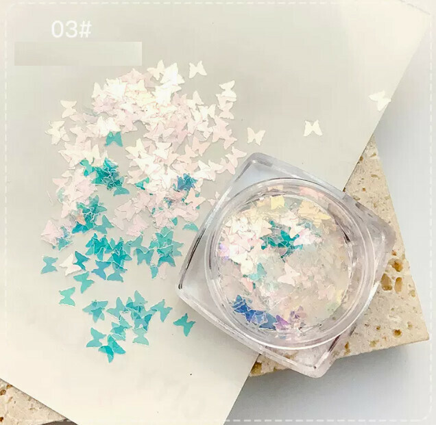 Popular Nail Art Laser Butterfly Sequins 03# (Small Bottle)