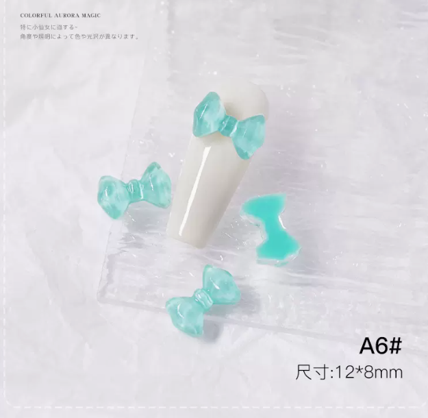 Hotly recommended nail art accessories semi-transparent bow A6 (pack of 5)