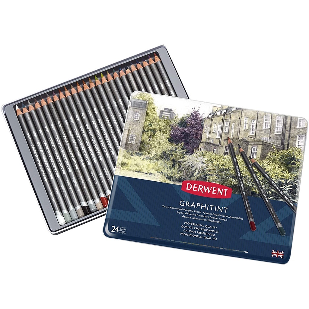 DERWENT 德爾文｜ 石墨水性色鉛筆 24色鐵盒裝