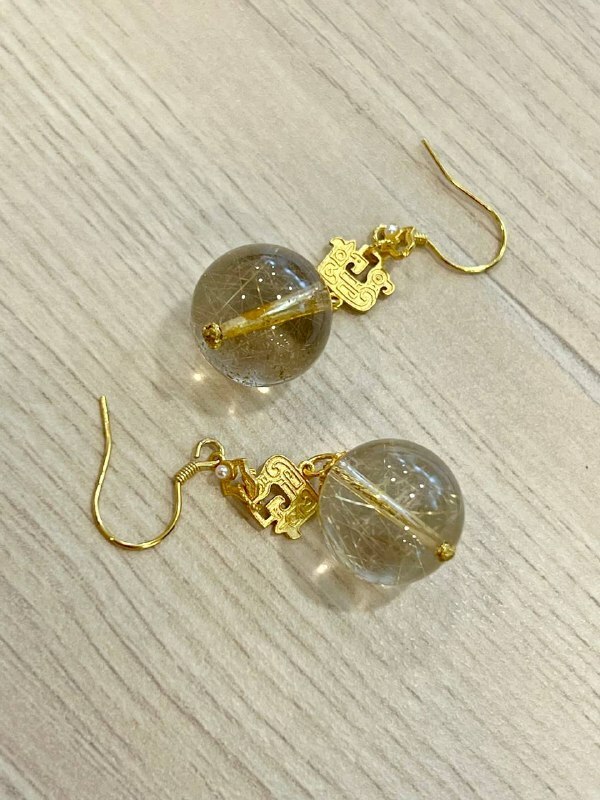 [S] GEMZ & CO ZBA DANGLING GOLD RUTILE EARRINGS WITH GOLD ACCESSORIES, Y55 (Y55)
